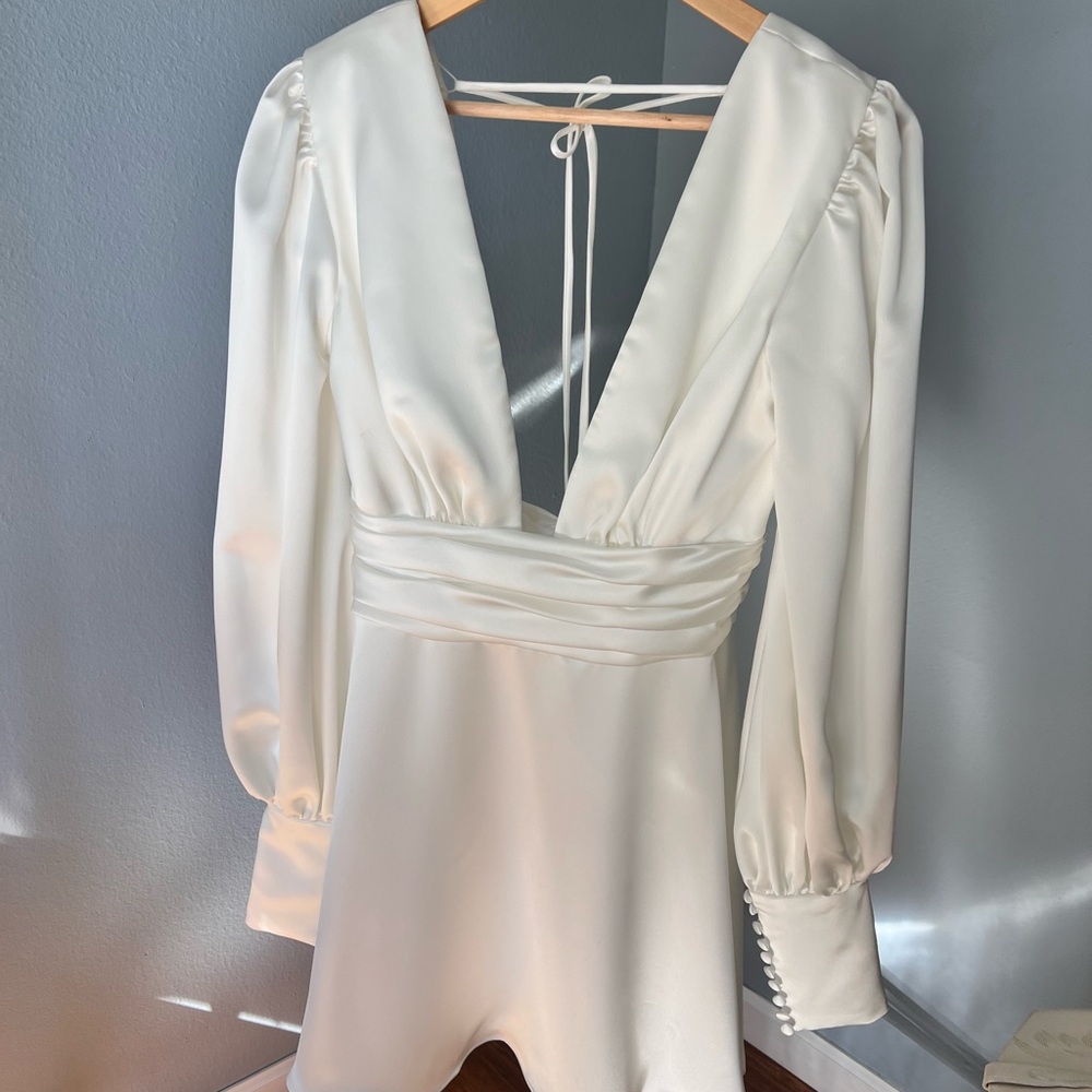 Watters Cream Long Sleeve Dress